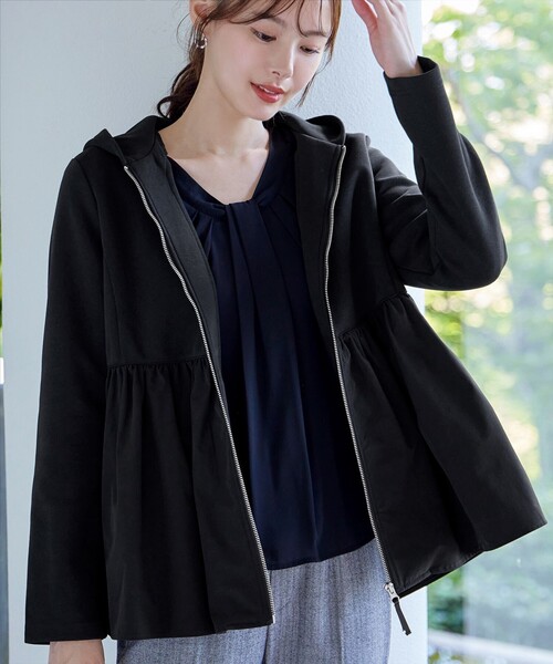 セール】【大きいサイズ】異素材ジップフレアパーカー（パーカー