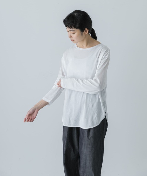 かぐれ（カグレ）の「シフォン天竺カットソー（Tシャツ/カットソー・レディース・ライトブルー/オフホワイト/グレー・FREE）」の9枚目の写真