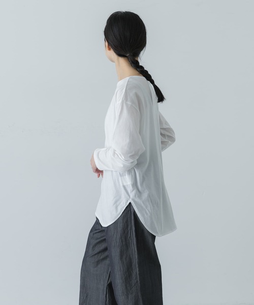 かぐれ（カグレ）の「シフォン天竺カットソー（Tシャツ/カットソー・レディース・ライトブルー/オフホワイト/グレー・FREE）」の7枚目の写真