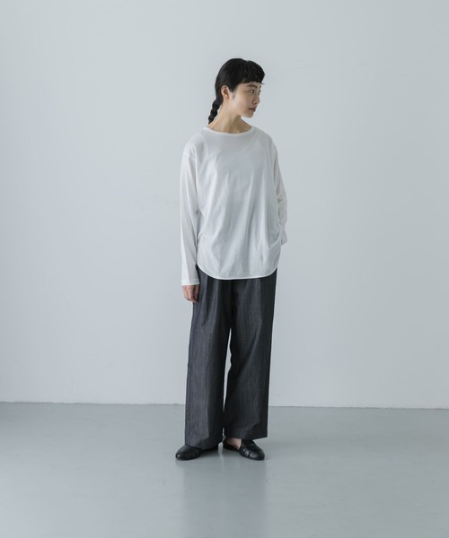 かぐれ（カグレ）の「シフォン天竺カットソー（Tシャツ/カットソー・レディース・ライトブルー/オフホワイト/グレー・FREE）」の5枚目の写真