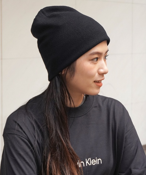 AP STUDIO(エーピーストゥディオ)の「ソフトビーニー(ニットキャップ/ビーニー・レディース・チャコールグレー/ブラック・FREE)」の2枚目の写真