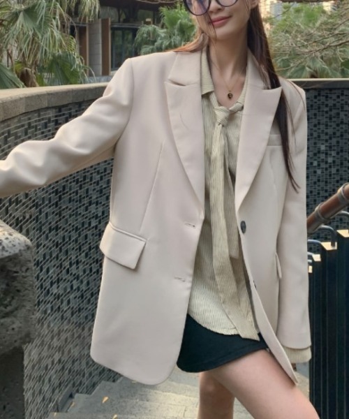 AsheKsha(アシクシャ)の「ネクタイ付き ストライプシャツ(シャツ/ブラウス・レディース・ベージュ/イエロー/ピンク・F)」の7枚目の写真