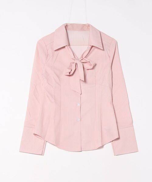 AsheKsha(アシクシャ)の「ネクタイ付き ストライプシャツ(シャツ/ブラウス・レディース・ベージュ/イエロー/ピンク・F)」の17枚目の写真