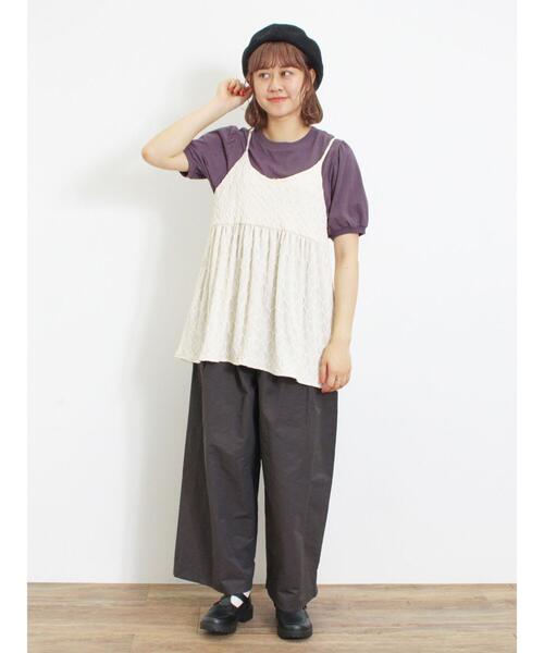 Samansa Mos2（サマンサ モスモス）の「ドローコードデザインワイドパンツ（その他パンツ・レディース・ベージュ/チャコールグレー/カーキ・F）」の14枚目の写真