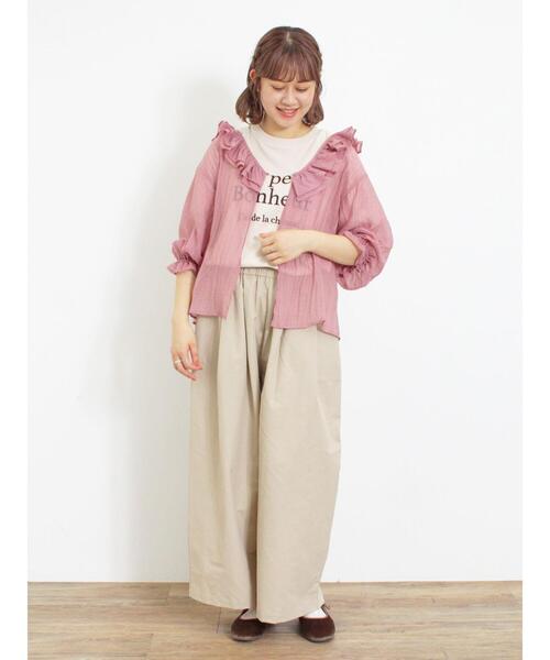 Samansa Mos2（サマンサ モスモス）の「ドローコードデザインワイドパンツ（その他パンツ・レディース・ベージュ/チャコールグレー/カーキ・F）」の15枚目の写真