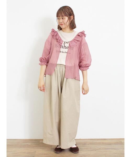 Samansa Mos2（サマンサ モスモス）の「ドローコードデザインワイドパンツ（その他パンツ・レディース・ベージュ/チャコールグレー/カーキ・F）」の16枚目の写真