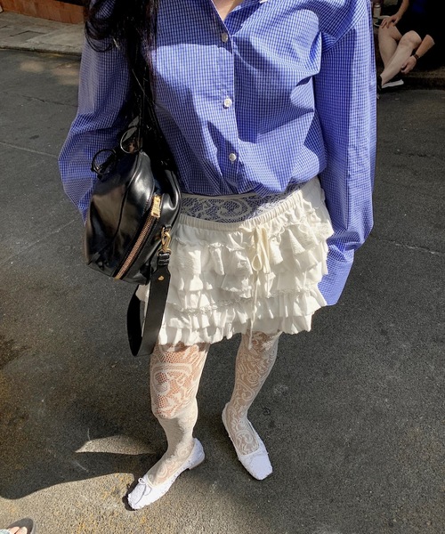 LONSLAN フリルミニスカート ブラック SANSeLF（サンセルフ）の「【LONSLAN】ティアードフリルミニ