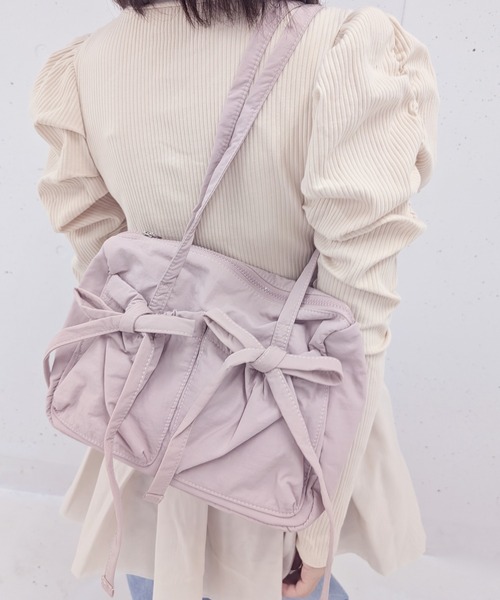 RUBY AND YOU（ルビーアンドユー）の「［select］リボンショルダーバッグ（ショルダーバッグ・レディース・ピンク/ブルー/アイボリー/ブラック・FREE）」の6枚目の写真