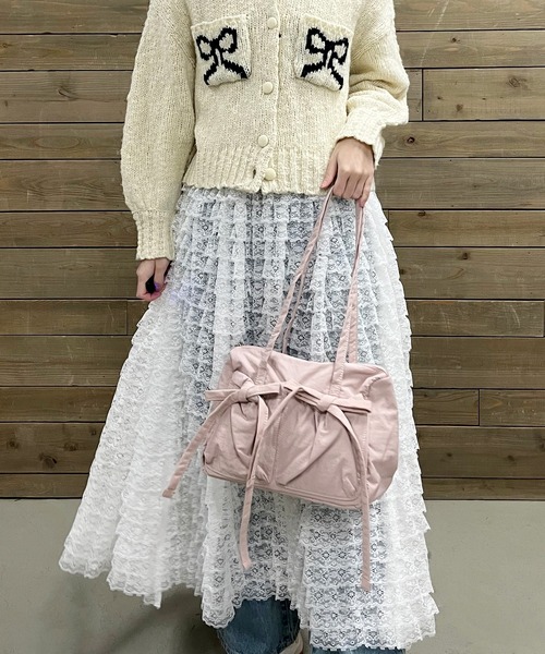 RUBY AND YOU（ルビーアンドユー）の「［select］リボンショルダーバッグ（ショルダーバッグ・レディース・ピンク/ブルー/アイボリー/ブラック・FREE）」の21枚目の写真