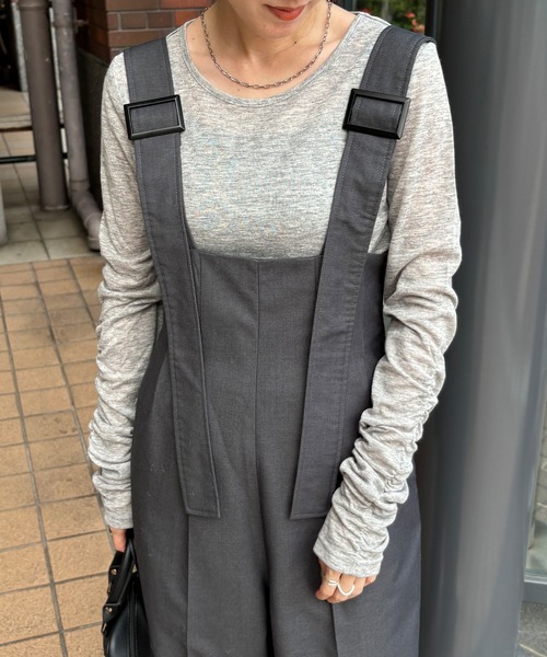 ISOOK / アイスー】袖シャーリングトップス / ギャザー 長袖