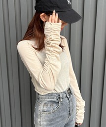 ISOOK | 【ISOOK / アイスー】袖シャーリングトップス  / ギャザー 長袖 ロンT ZOZOTOWN限定(Tシャツ/カットソー)