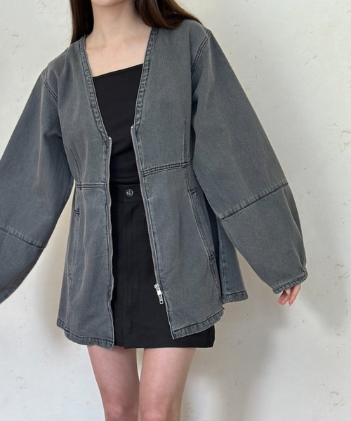 MSGM】ブラックデニムペプラムジャケット