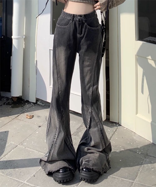 i-dare(アイディア)の「【i-dare】ヘビー ワイド フレア デニム パンツ(デニムパンツ・レディース・グレー・SMALL/MEDIUM/LARGE)」の3枚目の写真