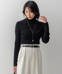 【Oggi1月号/CLASSY.11月号掲載】ウーステッドウール リブタートルネック ニット