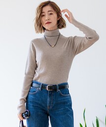 【Oggi1月号/CLASSY.11月号掲載】ウーステッドウール リブタートルネック ニット
