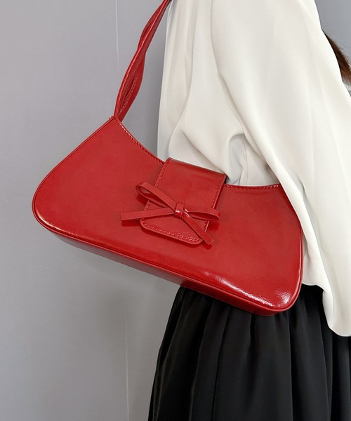 Silly（シリー）の「リボンポイントスクエアバッグ（ショルダーバッグ・レディース・アイボリー/ブラック/ライトブルー/ライトピンク/シルバー/レッド・FREE）」の7枚目の写真