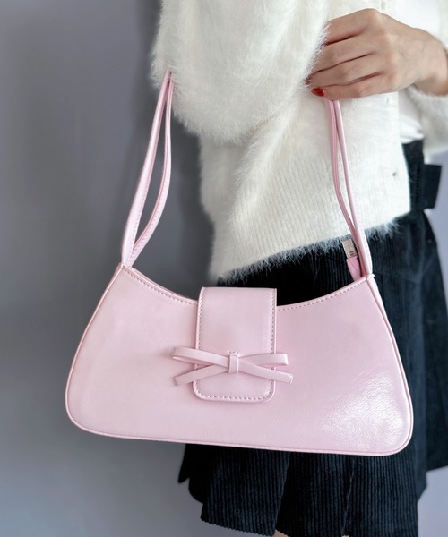 Silly（シリー）の「リボンポイントスクエアバッグ（ショルダーバッグ・レディース・アイボリー/ブラック/ライトブルー/ライトピンク/シルバー/レッド・FREE）」の12枚目の写真