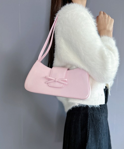 Silly（シリー）の「リボンポイントスクエアバッグ（ショルダーバッグ・レディース・アイボリー/ブラック/ライトブルー/ライトピンク/シルバー/レッド・FREE）」の13枚目の写真