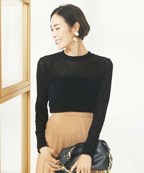 【セール】ナイロンチュールフロッキーカットソー（Tシャツ/カットソー）｜MICHEL KLEIN（ミッシェル・クラン）