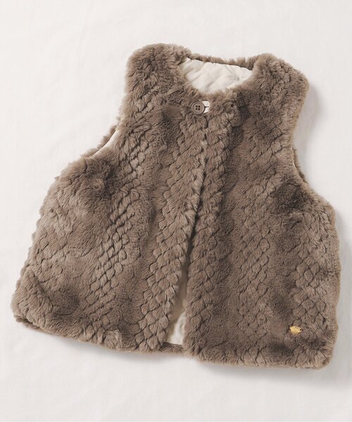 apres les cours（アプレレクール）の「【WEB限定】リバーシブルファーベスト（ダウンベスト・キッズ・アイボリー/サックスブルー/ブラウン・80/90/100/110/120/130/140）」の3枚目の写真