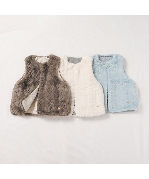 apres les cours（アプレレクール）の「【WEB限定】リバーシブルファーベスト（ダウンベスト・キッズ・アイボリー/サックスブルー/ブラウン・80/90/100/110/120/130/140）」の12枚目の写真