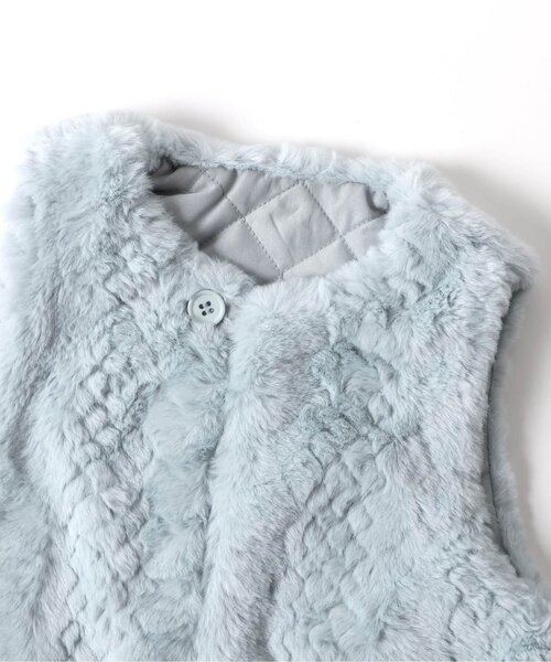 apres les cours（アプレレクール）の「【WEB限定】リバーシブルファーベスト（ダウンベスト・キッズ・アイボリー/サックスブルー/ブラウン・80/90/100/110/120/130/140）」の19枚目の写真