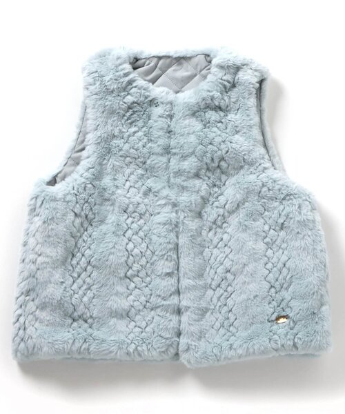 apres les cours（アプレレクール）の「【WEB限定】リバーシブルファーベスト（ダウンベスト・キッズ・アイボリー/サックスブルー/ブラウン・80/90/100/110/120/130/140）」の5枚目の写真