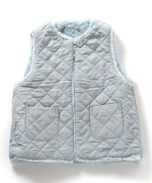 apres les cours（アプレレクール）の「【WEB限定】リバーシブルファーベスト（ダウンベスト・キッズ・アイボリー/サックスブルー/ブラウン・80/90/100/110/120/130/140）」の11枚目の写真