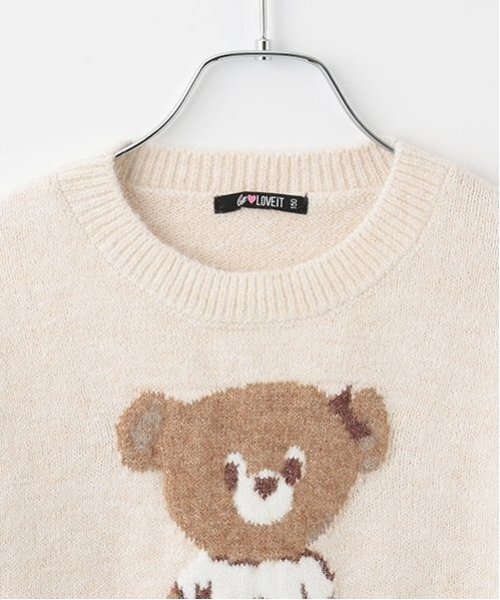 by LOVEiT(バイラビット)の「ラビ子ニット(ニット/セーター・キッズ・チャコール/オフホワイト・120cm/130cm/140cm/150cm/160cm)」の4枚目の写真