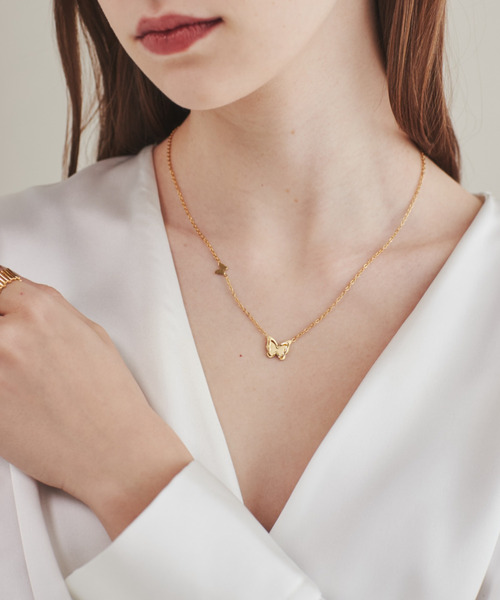 セール】【 金属アレルギー対応 】 バタフライネックレス サージカル