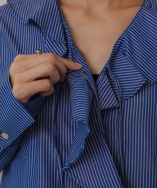 SENSE OF PLACE by URBAN RESEARCH（センスオブプレイスバイアーバンリサーチ）の「フリルカラーブラウス（シャツ/ブラウス・レディース・ブルー系その他/カーキ/オフホワイト・ONE）」の15枚目の写真