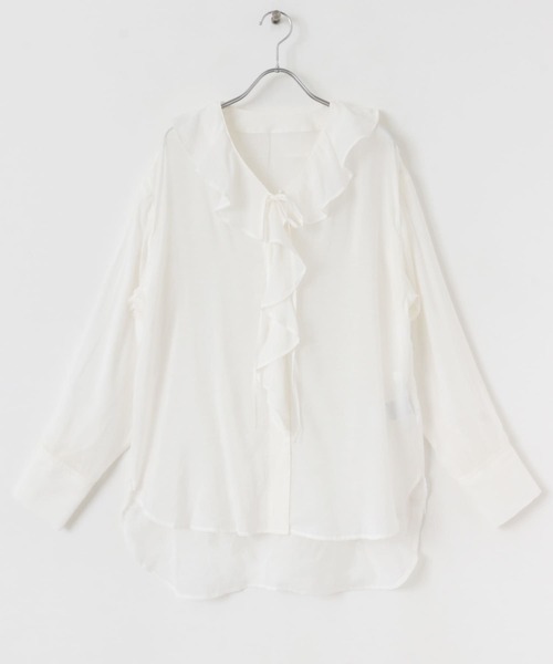 SENSE OF PLACE by URBAN RESEARCH（センスオブプレイスバイアーバンリサーチ）の「フリルカラーブラウス（シャツ/ブラウス・レディース・ブルー系その他/カーキ/オフホワイト・ONE）」の13枚目の写真