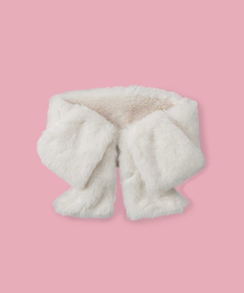 Right-on（ライトオン）の「【VIVIAN BLUE】フェイクファーリボンティペット（マフラー・キッズ・ホワイト/サックスブルー・フリー）」の4枚目の写真