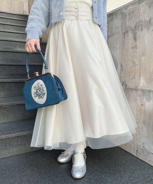 F i.n.t（フィント）の「【2サイズ展開】バックリボン２wayコルセットチュールスカート/F&A/fint（スカート・レディース・アイボリー/モーブ系/グリーン・1/2）」の4枚目の写真