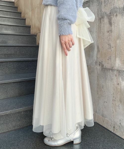 F i.n.t（フィント）の「【2サイズ展開】バックリボン２wayコルセットチュールスカート/F&A/fint（スカート・レディース・アイボリー/モーブ系/グリーン・1/2）」の9枚目の写真