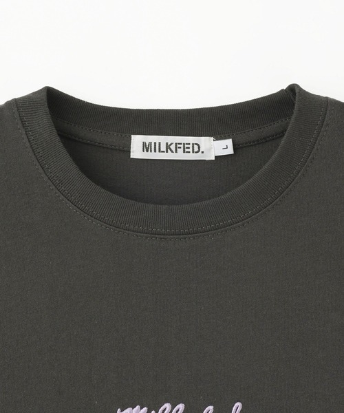 tシャツ ミルクフェド MILKFED SIDE CHERRIES WIDE LS TEE レディース トップス カットソー グレー ロンティ 長袖 MILKFED. tシャツ ミルクフェド MILKFED SIDE CHERRIES WIDE LS