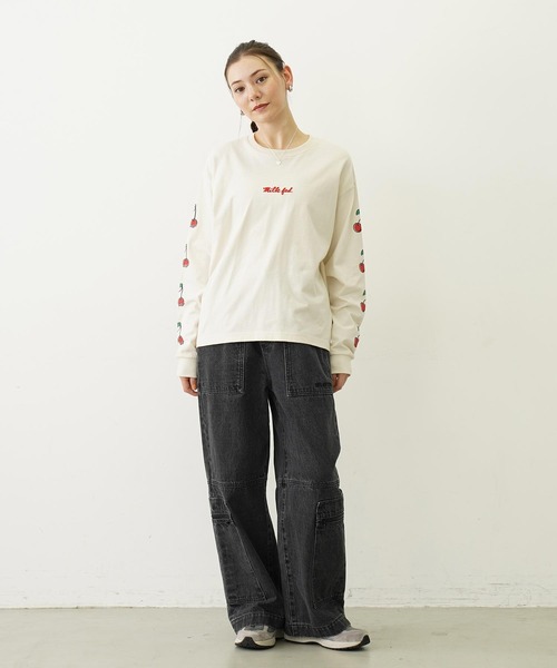 MILKFED.（ミルクフェド）の「SIDE CHERRIES WIDE L/S TEE（Tシャツ/カットソー・レディース・オフホワイト/チャコール/アッシュ・M/L）」の11枚目の写真