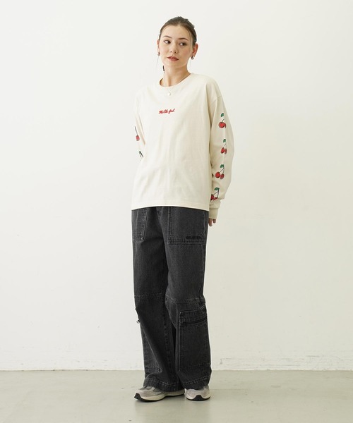 MILKFED.（ミルクフェド）の「SIDE CHERRIES WIDE L/S TEE（Tシャツ/カットソー・レディース・オフホワイト/チャコール/アッシュ・M/L）」の14枚目の写真