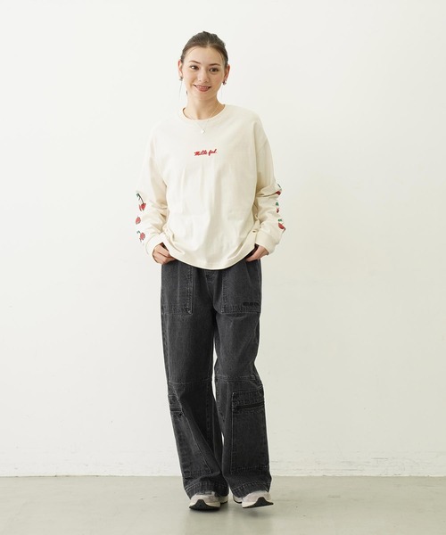 MILKFED.（ミルクフェド）の「SIDE CHERRIES WIDE L/S TEE（Tシャツ/カットソー・レディース・オフホワイト/チャコール/アッシュ・M/L）」の15枚目の写真