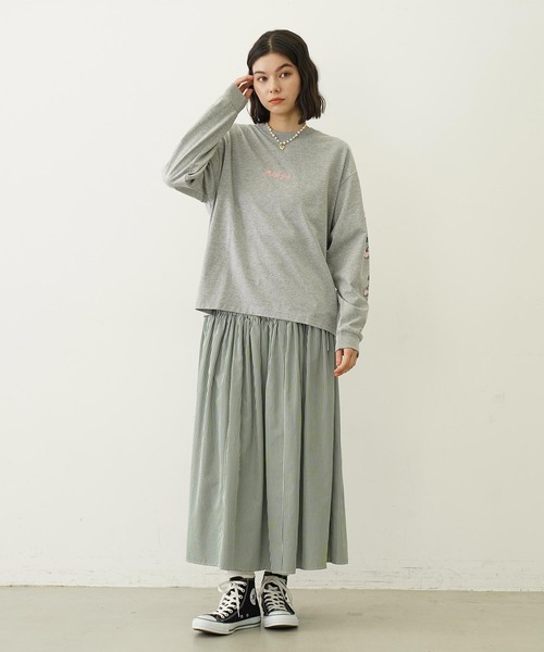 tシャツ ミルクフェド MILKFED SIDE CHERRIES WIDE LS TEE レディース トップス カットソー グレー ロンティ 長袖 MILKFED.｜SIDE CHERRIES WIDE L/S TEE MILKFED. | Rakuten