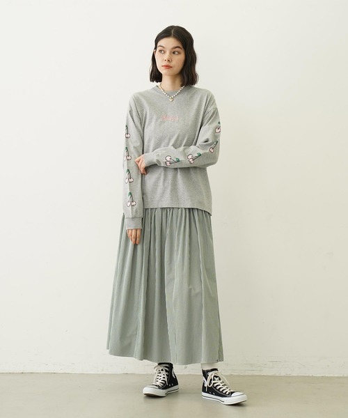 MILKFED.（ミルクフェド）の「SIDE CHERRIES WIDE L/S TEE（Tシャツ/カットソー・レディース・オフホワイト/チャコール/アッシュ・M/L）」の8枚目の写真