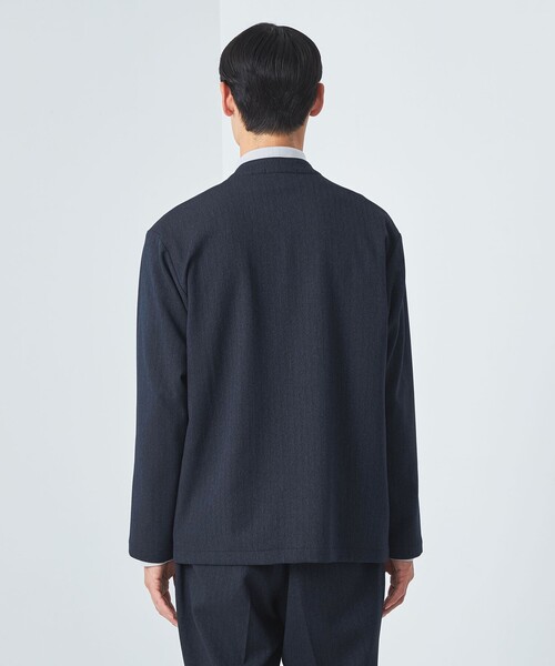 green label relaxing(グリーンレーベルリラクシング)の「A+ ポリエステルツイード 1B ノーカラー ジャケット -ウォッシャブル・ストレッチ・防シワ-(ノーカラージャケット・メンズ・ダークグリーン/ネイビー・S/M/L/XL)」の7枚目の写真