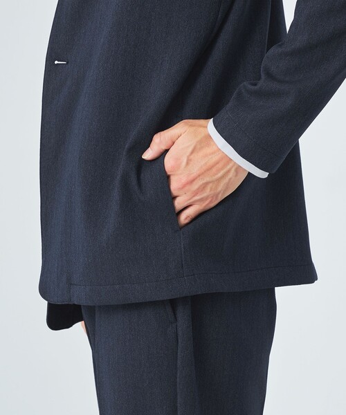 green label relaxing(グリーンレーベルリラクシング)の「A+ ポリエステルツイード 1B ノーカラー ジャケット -ウォッシャブル・ストレッチ・防シワ-(ノーカラージャケット・メンズ・ダークグリーン/ネイビー・S/M/L/XL)」の8枚目の写真