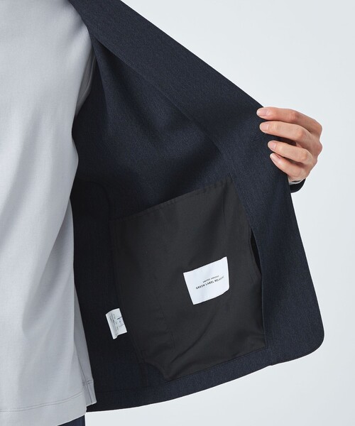 green label relaxing(グリーンレーベルリラクシング)の「A+ ポリエステルツイード 1B ノーカラー ジャケット -ウォッシャブル・ストレッチ・防シワ-(ノーカラージャケット・メンズ・ダークグリーン/ネイビー・S/M/L/XL)」の9枚目の写真