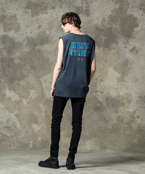 glamb(グラム)の「Grunge Sleeveless T-Shirt / グランジスリーブレスTシャツ(タンクトップ・メンズ・ブラック/ホワイト・S/M/L)」の10枚目の写真
