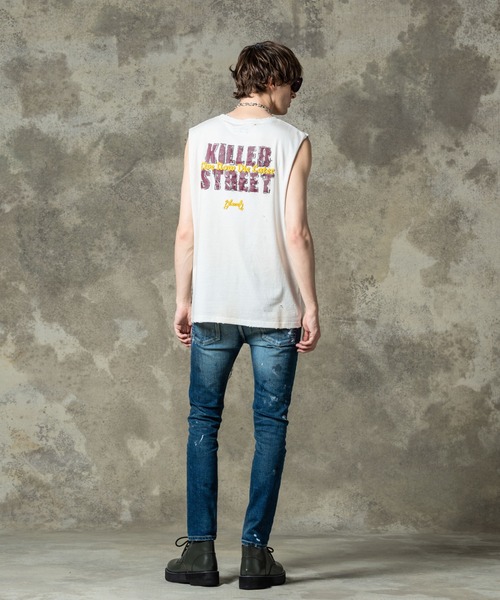glamb(グラム)の「Grunge Sleeveless T-Shirt / グランジスリーブレスTシャツ(タンクトップ・メンズ・ブラック/ホワイト・S/M/L)」の6枚目の写真