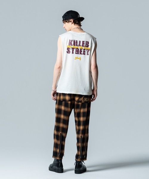 glamb(グラム)の「Grunge Sleeveless T-Shirt / グランジスリーブレスTシャツ(タンクトップ・メンズ・ブラック/ホワイト・S/M/L)」の12枚目の写真