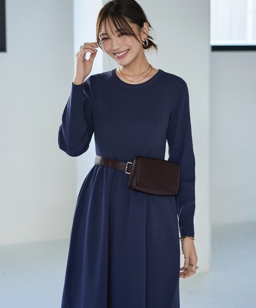 STYLE DELI(スタイルデリ)の「スポンディッシュ立体スカートワンピース(ワンピース・レディース・ライトグレー/ブルー系その他/ネイビー・MEDIUM/SMALL)」の9枚目の写真