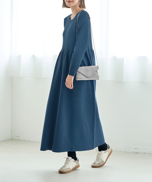 STYLE DELI(スタイルデリ)の「スポンディッシュ立体スカートワンピース(ワンピース・レディース・ライトグレー/ブルー系その他/ネイビー・MEDIUM/SMALL)」の4枚目の写真