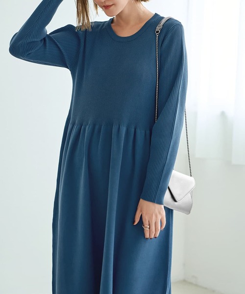 STYLE DELI(スタイルデリ)の「スポンディッシュ立体スカートワンピース(ワンピース・レディース・ライトグレー/ブルー系その他/ネイビー・MEDIUM/SMALL)」の5枚目の写真